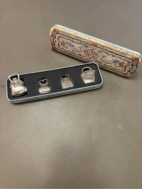 Brighton Silver Handbag Placecard Holders Set of 8 with Decorative Tins
